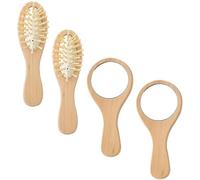 DIYEAH Portable Hair Brush and Makeup Mirror Set 4pcs, Mini Wooden Comb with Massage Bristles and Compact Vanity Mirror for Travel and Daily Use