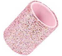 DIYEAH Portable Plastic Makeup Brush Holder with Glitter Design, Small Bucket Shape Cosmetic Organizer for Vanity or Dresser, Keeps Makeup Tools Neat and Dust-free