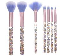 DIYEAH Professional Makeup Brush Set and Metal Handles 7pcs with Blue Nylon Bristles Safe to Eyes and Lips, Easy to Carry Cosmetic Brushes for Daily Use and Travel