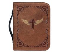 DIYEAH Pu Leather Bible Tote Bag with Handle and Zippered Multi-pockets Vintage Brown Bible Purse Bag for Comprehensive Protection and Multi-functional Use and Academic Use