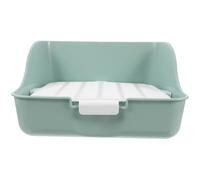 DIYEAH Rabbit Litter Box Large Corner Potty Tray for Bunny and Guinea Pig, Plastic Small Animal Toilet with Splash Guard, Mint Green Pet Bedding Trainer for Ferret and Hamster