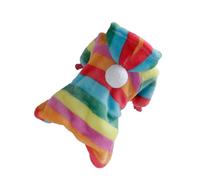 DIYEAH Rainbow Stripe Four Leg Pet Dog Clothes Winter Warm Coat in Coral Fleece, Comfortable and Easy to Put for Puppies and Dogs, for Walking and Jogging