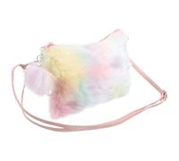 DIYEAH Rainbow Tie-dye Plush Cross-body Bag for Ladies Pu Plush Material and Enough Room, Fashionable Shoulder Bag for Daily Use and Street Style