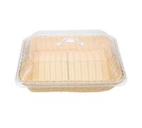 DIYEAH Rectangular Handwoven Bread Basket with Lid, Multipurpose Pp and Acrylic Food Storage Basket Featuring Elegant Farmhouse Charm, for Table Use and Christmas Serving