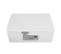 DIYEAH Rectangular Metal Tin Box with Combination Lock, Portable Vintage Keepsake Storage Case in Light Beige, Secure Jewelry Organizer and Memory Storage Box for Home Decor