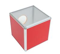 DIYEAH Red Transparent Aluminum Alloy Lottery Box Medium Raffle Ticket Storage Organizer for Donation Ballot Fundraiser Corporate Party Use with Smooth Edges and Convenient Opening Design