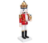 DIYEAH Red Wooden Nutcracker King Ornament for Room and Bookcase Decor