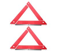 DIYEAH Reflective Warning Triangles with Easy Setup for Roadside Emergencies 2pcs High Visibility Red Plastic Triangular Safety Triangles for Vehicles and Highway Safety