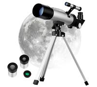 DIYEAH Refractor Telescope with Adjustable Tripod 50mm Aperture 360mm Focal Length Silver Astronomical Telescope for Stargazing and Outdoor Adventures, Suitable for Beginners and Boys