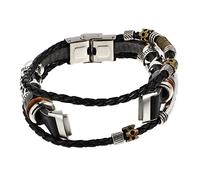 DIYEAH Replacement Watch Band for Women Compatible with Fitbit Luxe, Black Retro Beaded DIY Bracelet Wrist Strap, Ethnic Style Wristband for Wearable Technology