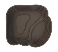 DIYEAH Reptile Bathing Pool Turtle Soaking Tub and Feeding Dish Water Bowl with Ramp 9.45in Dark Brown Large Dual-sided Aquarium Ornament for Tortoises Lizards and Bearded Dragons