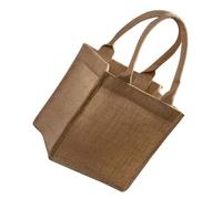 DIYEAH Reusable Natural Jute Tote Bag with Handles Laminated Small Burlap Grocery Shopping Bag Blank Surface for DIY Art Portable Handbag for Wedding Party and Daily Use