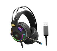 DIYEAH Rgb Gaming Headphones with Microphone USB Wired Headset for Laptop Comfortable Ear Cushions Low Noise High Sensitivity for Gaming and Online Chat