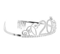 DIYEAH Rhinestone Birthday Tiara Crown Silver 20th Anniversary Headwear Party Hair Accessory for Women