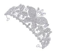 DIYEAH Rhinestone Butterfly Bridal Tiara Crown for Women, Silver Metal Wedding Headband, Princess Hair Accessory for Bride and Bridesmaids