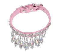 DIYEAH Rhinestone Leather Dog Collar for Small Medium Dogs Adjustable Sparkle Collar Rhinestones for Pet