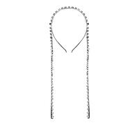 DIYEAH Rhinestone Tassel Headpiece Headwear Accessories Elegant Zinc Alloy Silver Rhinestone Headband Easy to Attach Matches with Hair Styles Women Little Birthday Party