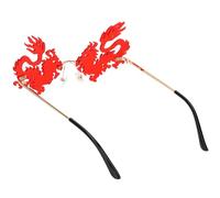 DIYEAH Rimless Dragon Shape Sunglasses for Women, Red PC Trendy Style | Sturdy Fit for Small Faces, Dancing and Photo Shoots, Unique Design, Frameless Look