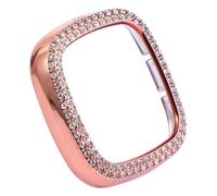 DIYEAH Rose Gold Electroplated Protective Cover for Sense Full Protective Watch Case Replacement with Dual Row Sparkling Rhinestones Smartwatch Shell Accessory