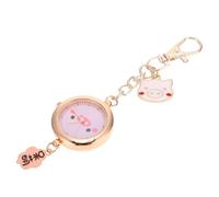 DIYEAH Rose Gold Pocket Watch for Women with Key Ring Clasp Hanging Chest Watch with Button Battery Suitable for Medical Staff