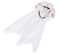 DIYEAH Rose Made of Cloth and Plastic Veil Floral Headband Crown with Bloodstain Veil Design Creates a Horror Atmosphere for Day the Dead and Halloween Costume Party