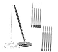 DIYEAH Rotary Metal Guest Book Pen with Chain Smooth Gel Ink Signature Pen for Office Desk Bank Counter Fixed Writing Tool with Extra Refills Black Comfortable Hand Feel Random Color