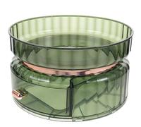 DIYEAH Rotating Acrylic Makeup Organizer 2-tier Sundry Storage Box Desktop Cosmetic Holder with 360° Swivel, Emerald Green Makeup Storage for Home Vanity