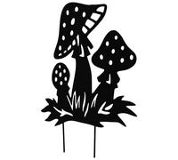 DIYEAH Rustic Metal Mushroom Garden Stake with Hollow Design, Decorative Outdoor Lawn Art in Black Iron, Whimsical Mushroom Figurine for Gardens and Patio Décor, Exceptional Durability