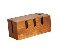 DIYEAH Rustic Solid Wood Cable Organizer Box Space-saving Desk Cord Management for Home Office Stylish Wooden Cable Storage with Elegant Vintage Design Tidy Desktop