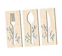 DIYEAH Rustic Wooden Fork Cutter Spoon Wall Sign Decor Basswood Kitchen Dining Art Sturdy Cutlery Wall Hanging for Home Farmhouse Style with Maple Grain Finish