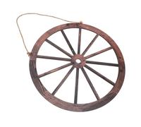 DIYEAH Rustic Wooden Wagon Wheel Wall Art with Lanyard Hanging Vintage Style Wood Wheel Decor for Living Garden Office Simple Installation Home Wall Ornament Retro Home Decor Accessory