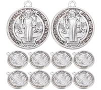 DIYEAH Saint Benedict Medal Cross Charms 10Pcs Metal Pendants for Diy Necklace Keychain Bracelet Crafting Accessories