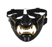 DIYEAH Samurai Mask: Lower Half Face Masks - Black for Japanese Evil Demon War Game Halloween Costume Masquerade Party Cosplay Prop
