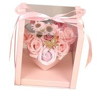 DIYEAH Scented Soap Flower Box for Valentine's Mother's Day Realistic Rose Orange Soap Petals with Rich Safe Hand Wash Bath Use Decorative Heart-shaped Gift for Mom From Daughter Relaxing