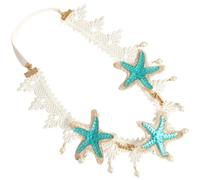 DIYEAH Sea Star Lace Pearl Headband Forehead Headband Beach Hair Accessories for Girls Warm-weather Beach Party