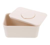 DIYEAH Sealed Silicone Lid Tissue Box Cover, Rectangular Moisture-Proof Wet Wipes Holder for Home and Car, Beige Household Napkin Storage Case