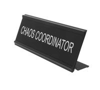 DIYEAH Shaped Aluminum Alloy Mediator Desk Plaque Stable Lightweight Name Plate with Clear Label for Office Mediation Rustic Home Office Decor Black Desk Sign for Workplace Coordination