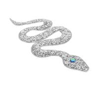 DIYEAH Silver Snake-Shaped Rhinestone Hot Fix Applique Patch for DIY Projects, Decorating Hats and Shoes with Glittering Serpentine Design, Fabric and Material, for Clothes