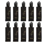 DIYEAH Single Wine Bottle Carry Bag with Handle and Reinforced Base 10pcs in Black Non-woven Fabric Space-saving Portable Wine Bag Keeps Bottles Stable for Festive Gatherings