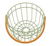 DIYEAH Small Green Wire Egg Basket with Handle, Farmhouse Fresh Egg Holder Basket for Kitchen Countertop Storage and Snack Organizer, Rustic Picnic Wire Storage Bin