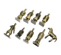 DIYEAH Small Metal Terracotta Warriors Figurine Set of 9 Pieces, Alloy Emperor Dynasty Statues Tabletop Decor, Vintage Horse and Warrior Craft Collection for Home Display