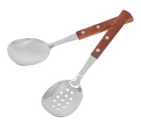 DIYEAH Small Serving Utensils Slotted Spoon with Stainless Steel and Wood Handle, Unique Elegant Design, Practical Dual Functionality for Kitchen Dining and Buffet Serving
