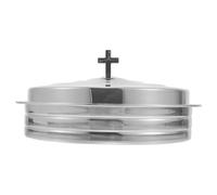 DIYEAH Stackable Stainless Steel Holy Communion Serving Tray with Lid Large Bread Plate for Churches and Home Use Easy-Clean Surface Space-Saving Design Suitable for Baptism and Communion