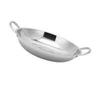 DIYEAH Stainless Steel Flat Bottom Wok Pan with Double Handles Lightweight Heat-Resistant Cooking Pot for Gas and Electric Stoves Non-Stick Smooth Surface Kitchen Stockpot