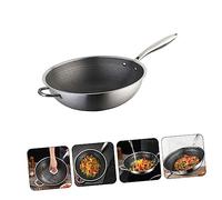 DIYEAH Stainless Steel Honeycomb Wok with Double Handles Non-Stick Induction Cooker Pan for Electric Stove Wear-Resistant Frying Pot with Rapid Heat Conduction and Deformation-Resistant