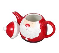 DIYEAH Teapot Portable Santa Claus Shaped 580ml Ceramic Tea Brewing Pot with Filter Easy to Clean for Tea Dregs Christmas Server