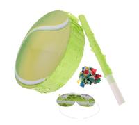 DIYEAH Tennis Pinata 4pcs Set with Blindfold, Bat and 50g Confetti for Sports Birthday Party, Outdoor Hanging Candy Smash and Tennis Themed Party Decor Random Color