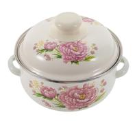 DIYEAH Thickened Enamel Stock Pot for Home Cooking Flat Bottom Soup Stew Pot with Double Handles Suitable for Chinese Medicine and Noodles Random Patterned Cooking Utensil