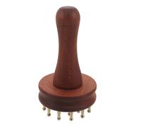 DIYEAH Traditional Chinese Brass and Wood Belly Massager Tool for Abdomen and Scalp, Portable Meridian Massage Brush Circulation and Relieving Muscle Tension, for Office and Travel Use