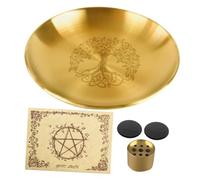 DIYEAH Tree of Life Incense Holder with Stick Tray and Metal Plate Artistic Table Decoration for Rituals and Meditation Compact Design for Home Atmosphere Enhancement